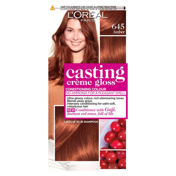 Paris Casting Creme Gloss Semi-Permanent Hair Dye, Red Hair Dye 645 Amber Red